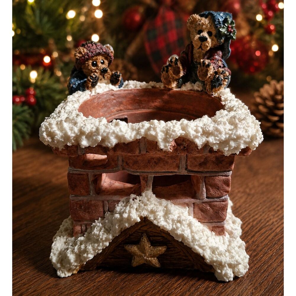 Vintage 1996 Boyds Bears Elgin & Elliot Elves Candle Holder #2771 Retired